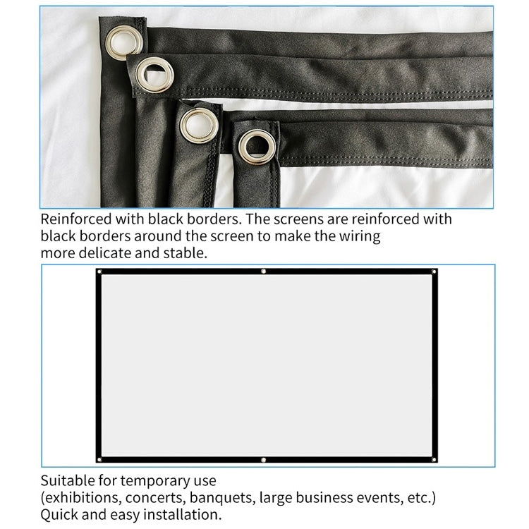Simple Folding Thin Polyester Projector Film Curtain, 30 inch 16:9, 150 inch 4:3, 180 inch 16:9, 150 inch 16:9, 200 inch 16:9