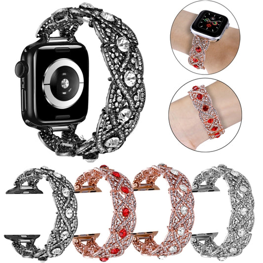 Diamonds Twist Metal Watch Band, For Apple Watch Series 10 46mm, For Apple Watch Series 10 42mm, For Apple Watch SE 2023 44mm, For Apple Watch SE 2023 40mm, For Apple Watch Ultra 2 49mm, For Apple Watch 9 45mm, For Apple Watch 9 41mm�������������������...