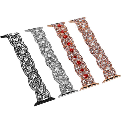 Diamonds Twist Metal Watch Band, For Apple Watch Series 10 46mm, For Apple Watch Series 10 42mm, For Apple Watch SE 2023 44mm, For Apple Watch SE 2023 40mm, For Apple Watch Ultra 2 49mm, For Apple Watch 9 45mm, For Apple Watch 9 41mm�������������������...