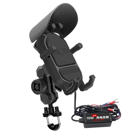 WUPP CS-1848B2 15W Support de navigation pour téléphone portable à charge rapide sans fil pour moto, montage sur guidon
