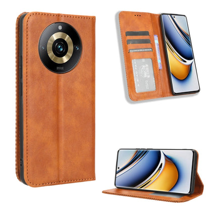 Magnetic Buckle Retro Texture Leather Phone Case, For Realme 14 Pro Lite 5G, For Realme P3 Pro 5G, For Realme 14 Pro+ 5G, For Realme 14 Pro 5G, For Realme C75 4G, For Realme GT 7 Pro 5G, For Realme 13+ 5G Global, For Realme 13 Pro 5G / 13 Pro+ 5G      ...