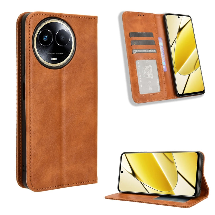 Magnetic Buckle Retro Texture Leather Phone Case, For Realme 14 Pro Lite 5G, For Realme P3 Pro 5G, For Realme 14 Pro+ 5G, For Realme 14 Pro 5G, For Realme C75 4G, For Realme GT 7 Pro 5G, For Realme 13+ 5G Global, For Realme 13 Pro 5G / 13 Pro+ 5G      ...