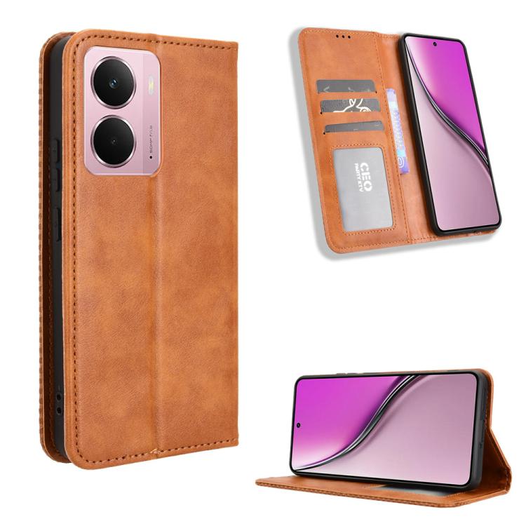 Magnetic Buckle Retro Texture Leather Phone Case, For Realme 16T 5G, For Realme C100i 4G / C100x 4G, For Realme C100 4G, For Realme C83 5G / P4 Lite 5G, For Realme P4 Power 5G, For Realme Note 80 4G, For Realme 16 5G, For Realme 16 Pro+ 5G             ...