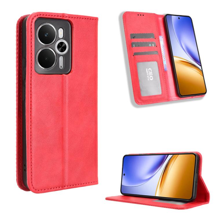 Magnetic Buckle Retro Texture Leather Phone Case, For Realme 16T 5G, For Realme C100i 4G / C100x 4G, For Realme C100 4G, For Realme C83 5G / P4 Lite 5G, For Realme P4 Power 5G, For Realme Note 80 4G, For Realme 16 5G, For Realme 16 Pro+ 5G             ...