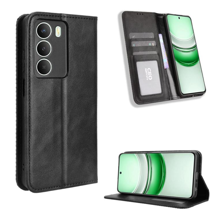 Magnetic Buckle Retro Texture Leather Phone Case, For Realme 16T 5G, For Realme C100i 4G / C100x 4G, For Realme C100 4G, For Realme C83 5G / P4 Lite 5G, For Realme P4 Power 5G, For Realme Note 80 4G, For Realme 16 5G, For Realme 16 Pro+ 5G             ...