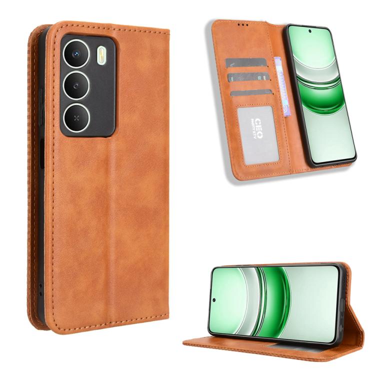 Magnetic Buckle Retro Texture Leather Phone Case, For Realme 16T 5G, For Realme C100i 4G / C100x 4G, For Realme C100 4G, For Realme C83 5G / P4 Lite 5G, For Realme P4 Power 5G, For Realme Note 80 4G, For Realme 16 5G, For Realme 16 Pro+ 5G             ...