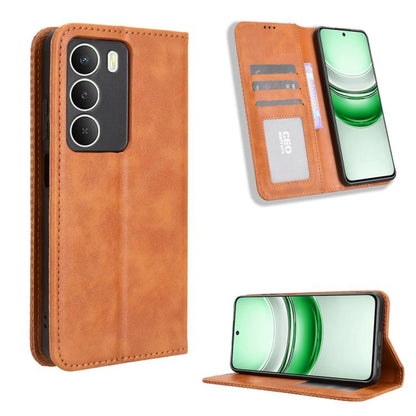 Magnetic Buckle Retro Texture Leather Phone Case, For Realme 16T 5G, For Realme C100i 4G / C100x 4G, For Realme C100 4G, For Realme C83 5G / P4 Lite 5G, For Realme P4 Power 5G, For Realme Note 80 4G, For Realme 16 5G, For Realme 16 Pro+ 5G             ...