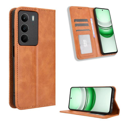 Magnetic Buckle Retro Texture Leather Phone Case, For Realme 16T 5G, For Realme C100i 4G / C100x 4G, For Realme C100 4G, For Realme C83 5G / P4 Lite 5G, For Realme P4 Power 5G, For Realme Note 80 4G, For Realme 16 5G, For Realme 16 Pro+ 5G             ...
