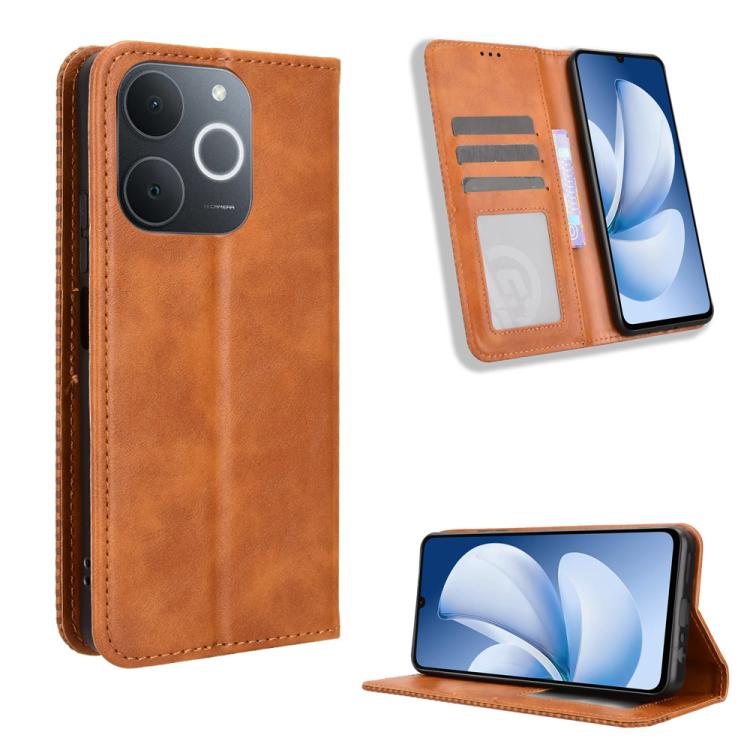 Magnetic Buckle Retro Texture Leather Phone Case, For Realme 16T 5G, For Realme C100i 4G / C100x 4G, For Realme C100 4G, For Realme C83 5G / P4 Lite 5G, For Realme P4 Power 5G, For Realme Note 80 4G, For Realme 16 5G, For Realme 16 Pro+ 5G             ...