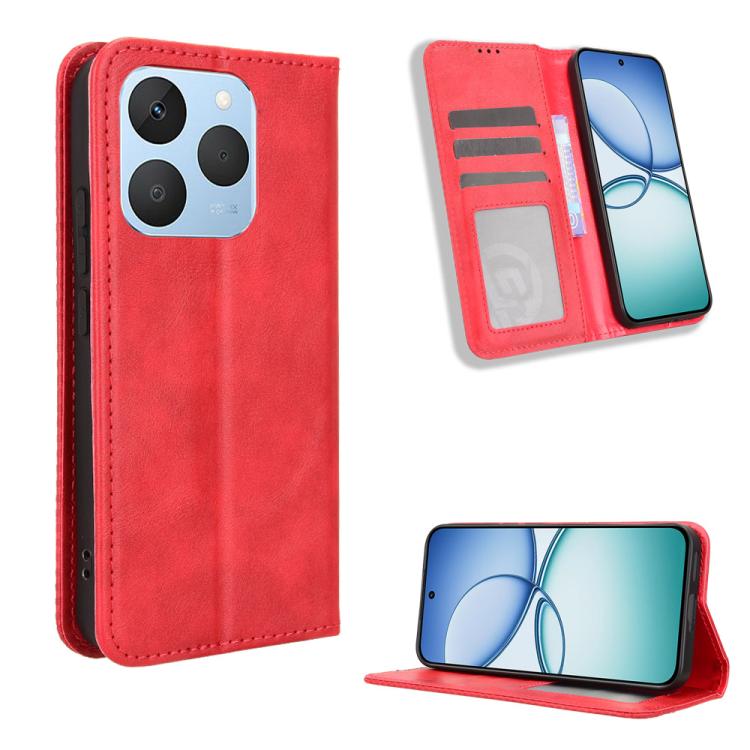 Magnetic Buckle Retro Texture Leather Phone Case, For Realme 16T 5G, For Realme C100i 4G / C100x 4G, For Realme C100 4G, For Realme C83 5G / P4 Lite 5G, For Realme P4 Power 5G, For Realme Note 80 4G, For Realme 16 5G, For Realme 16 Pro+ 5G             ...