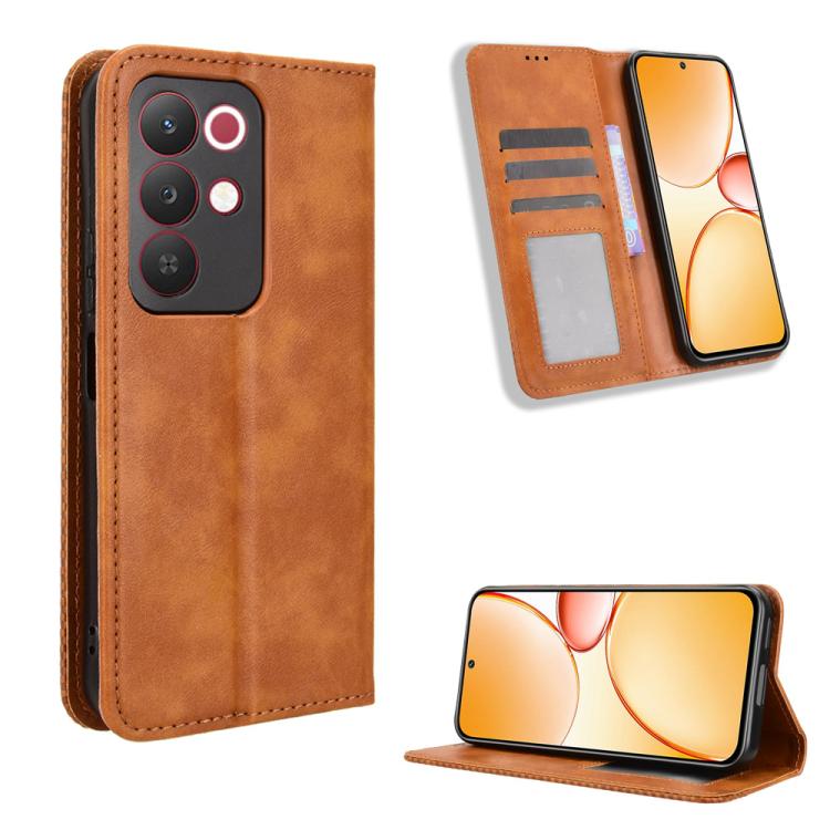 Magnetic Buckle Retro Texture Leather Phone Case, For Realme 16T 5G, For Realme C100i 4G / C100x 4G, For Realme C100 4G, For Realme C83 5G / P4 Lite 5G, For Realme P4 Power 5G, For Realme Note 80 4G, For Realme 16 5G, For Realme 16 Pro+ 5G             ...