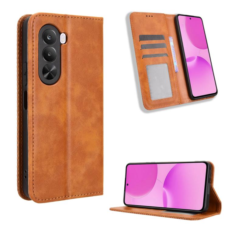 Magnetic Buckle Retro Texture Leather Phone Case, For Realme 16T 5G, For Realme C100i 4G / C100x 4G, For Realme C100 4G, For Realme C83 5G / P4 Lite 5G, For Realme P4 Power 5G, For Realme Note 80 4G, For Realme 16 5G, For Realme 16 Pro+ 5G             ...