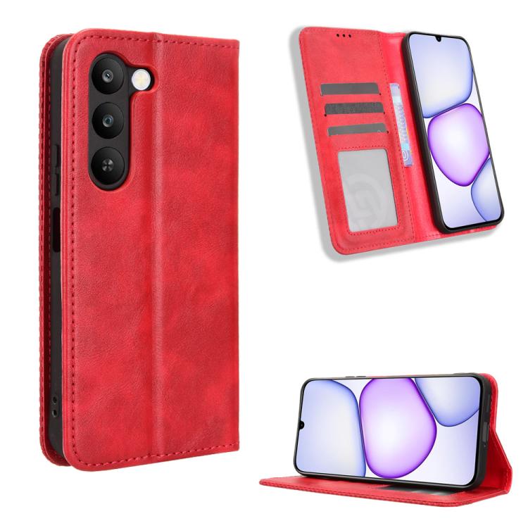 Magnetic Buckle Retro Texture Leather Phone Case, For Realme 16T 5G, For Realme C100i 4G / C100x 4G, For Realme C100 4G, For Realme C83 5G / P4 Lite 5G, For Realme P4 Power 5G, For Realme Note 80 4G, For Realme 16 5G, For Realme 16 Pro+ 5G             ...