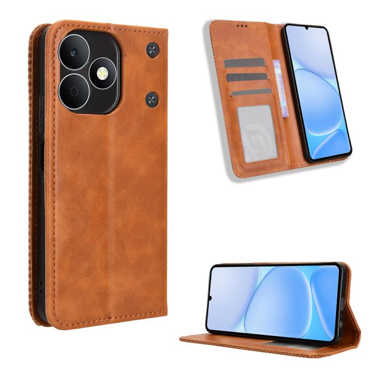 Magnetic Buckle Retro Texture Leather Phone Case, For Realme 16T 5G, For Realme C100i 4G / C100x 4G, For Realme C100 4G, For Realme C83 5G / P4 Lite 5G, For Realme P4 Power 5G, For Realme Note 80 4G, For Realme 16 5G, For Realme 16 Pro+ 5G             ...