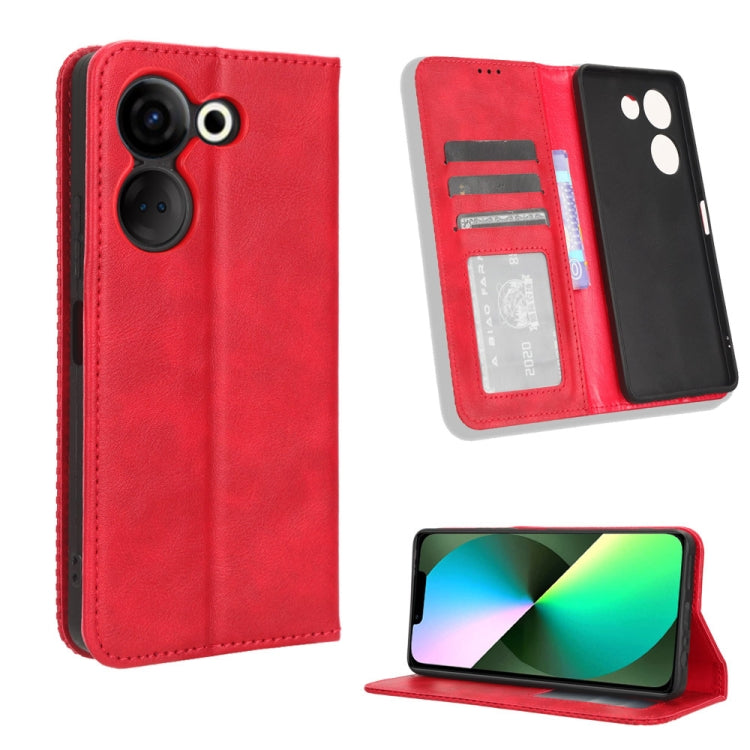 Magnetic Buckle Retro Texture Leather Phone Case, For Tecno Spark Go 1 / Pop 9 / Spark Go 2025, For Tecno Spark 30C 4G, For Tecno Spark 20 Pro 5G, For Tecno Camon 30 Premier 5G, For Tecno Pova 6 Neo 4G, For Tecno Pova 6 4G, For Tecno Camon 30 Pro 5G   ...