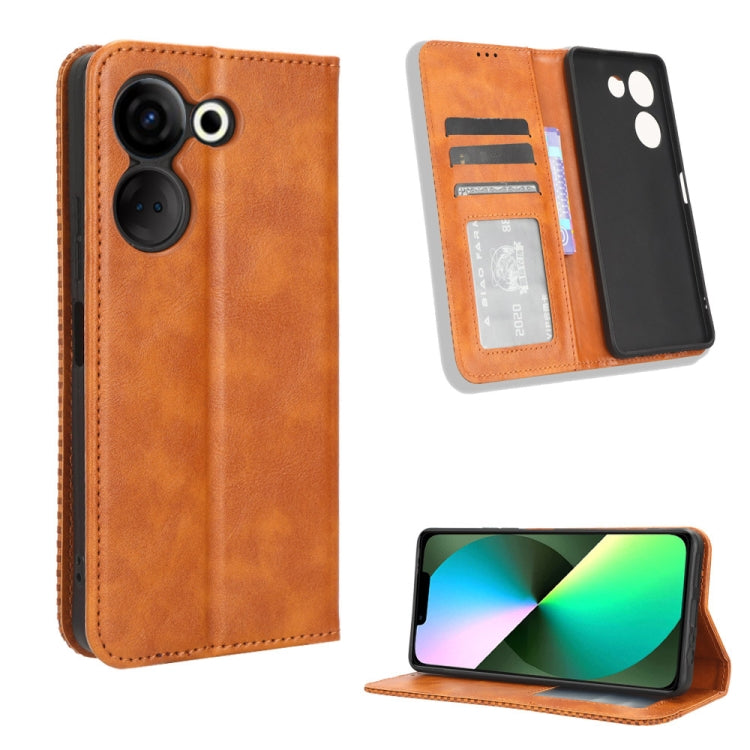 Magnetic Buckle Retro Texture Leather Phone Case, For Tecno Spark Go 1 / Pop 9 / Spark Go 2025, For Tecno Spark 30C 4G, For Tecno Spark 20 Pro 5G, For Tecno Camon 30 Premier 5G, For Tecno Pova 6 Neo 4G, For Tecno Pova 6 4G, For Tecno Camon 30 Pro 5G   ...