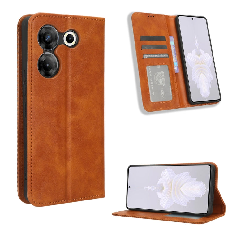 Magnetic Buckle Retro Texture Leather Phone Case, For Tecno Spark Go 1 / Pop 9 / Spark Go 2025, For Tecno Spark 30C 4G, For Tecno Spark 20 Pro 5G, For Tecno Camon 30 Premier 5G, For Tecno Pova 6 Neo 4G, For Tecno Pova 6 4G, For Tecno Camon 30 Pro 5G   ...