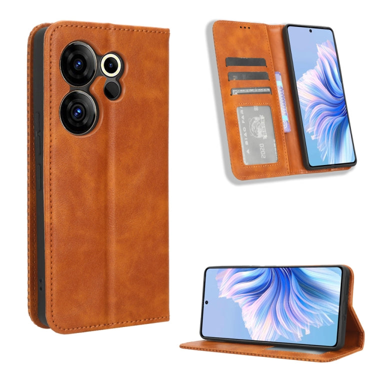 Magnetic Buckle Retro Texture Leather Phone Case, For Tecno Spark Go 1 / Pop 9 / Spark Go 2025, For Tecno Spark 30C 4G, For Tecno Spark 20 Pro 5G, For Tecno Camon 30 Premier 5G, For Tecno Pova 6 Neo 4G, For Tecno Pova 6 4G, For Tecno Camon 30 Pro 5G   ...