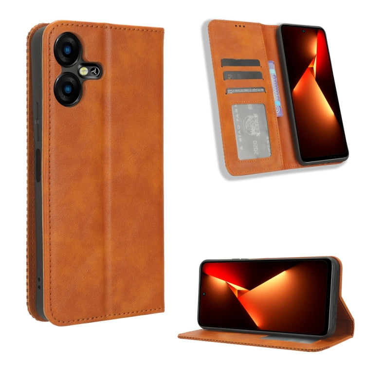 Magnetic Buckle Retro Texture Leather Phone Case, For Tecno Spark Go 1 / Pop 9 / Spark Go 2025, For Tecno Spark 30C 4G, For Tecno Spark 20 Pro 5G, For Tecno Camon 30 Premier 5G, For Tecno Pova 6 Neo 4G, For Tecno Pova 6 4G, For Tecno Camon 30 Pro 5G   ...