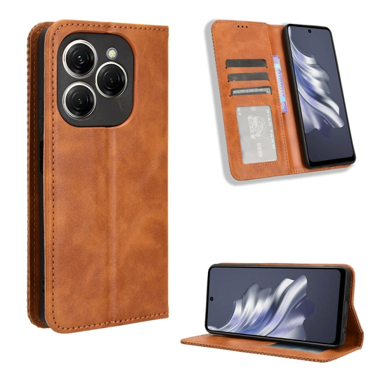 Magnetic Buckle Retro Texture Leather Phone Case, For Tecno Spark Go 1 / Pop 9 / Spark Go 2025, For Tecno Spark 30C 4G, For Tecno Spark 20 Pro 5G, For Tecno Camon 30 Premier 5G, For Tecno Pova 6 Neo 4G, For Tecno Pova 6 4G, For Tecno Camon 30 Pro 5G   ...