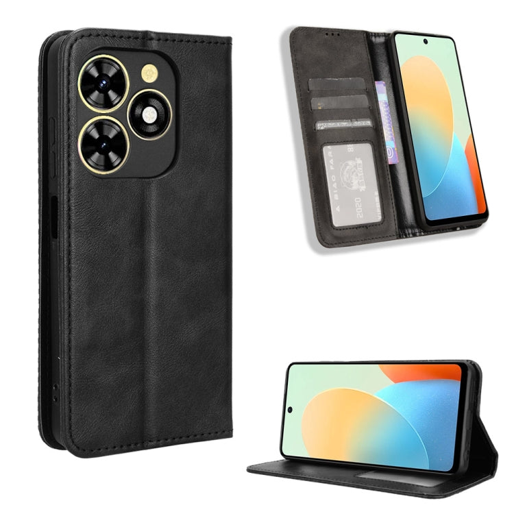 Magnetic Buckle Retro Texture Leather Phone Case, For Tecno Spark Go 1 / Pop 9 / Spark Go 2025, For Tecno Spark 30C 4G, For Tecno Spark 20 Pro 5G, For Tecno Camon 30 Premier 5G, For Tecno Pova 6 Neo 4G, For Tecno Pova 6 4G, For Tecno Camon 30 Pro 5G   ...