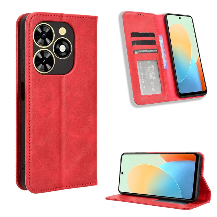 Magnetic Buckle Retro Texture Leather Phone Case, For Tecno Spark Go 1 / Pop 9 / Spark Go 2025, For Tecno Spark 30C 4G, For Tecno Spark 20 Pro 5G, For Tecno Camon 30 Premier 5G, For Tecno Pova 6 Neo 4G, For Tecno Pova 6 4G, For Tecno Camon 30 Pro 5G   ...