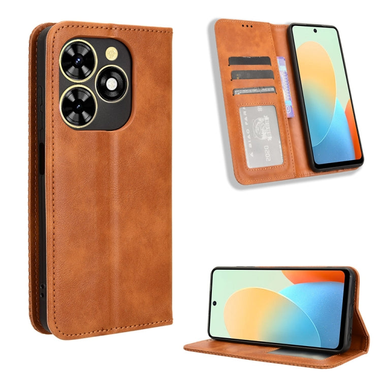Magnetic Buckle Retro Texture Leather Phone Case, For Tecno Spark Go 1 / Pop 9 / Spark Go 2025, For Tecno Spark 30C 4G, For Tecno Spark 20 Pro 5G, For Tecno Camon 30 Premier 5G, For Tecno Pova 6 Neo 4G, For Tecno Pova 6 4G, For Tecno Camon 30 Pro 5G   ...