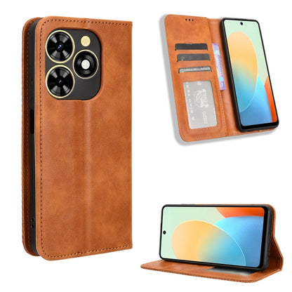 Magnetic Buckle Retro Texture Leather Phone Case, For Tecno Spark Go 1 / Pop 9 / Spark Go 2025, For Tecno Spark 30C 4G, For Tecno Spark 20 Pro 5G, For Tecno Camon 30 Premier 5G, For Tecno Pova 6 Neo 4G, For Tecno Pova 6 4G, For Tecno Camon 30 Pro 5G   ...