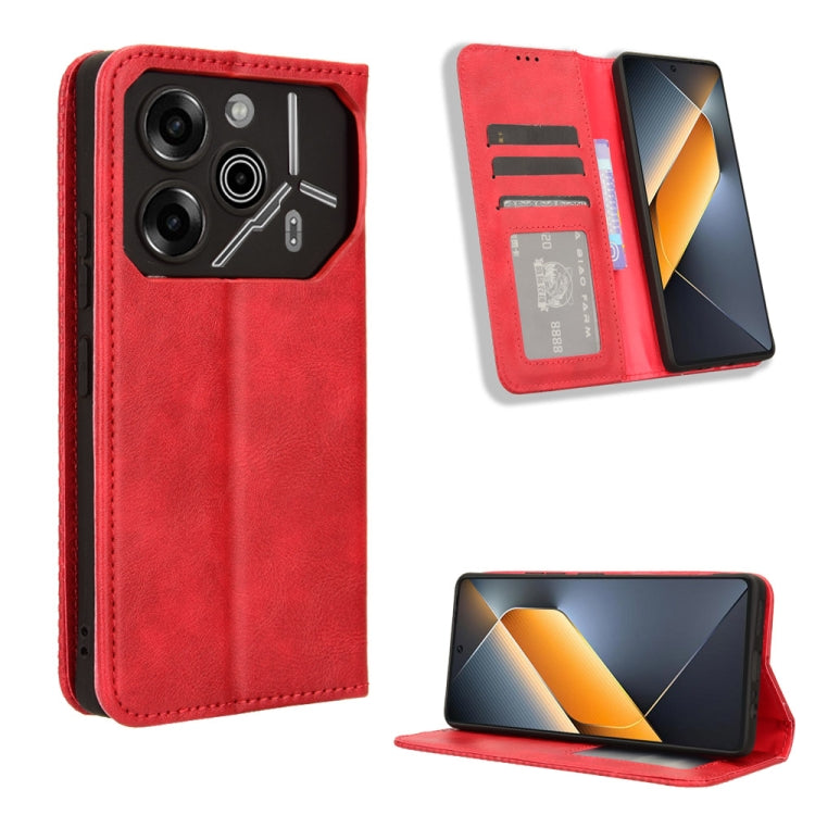 Magnetic Buckle Retro Texture Leather Phone Case, For Tecno Spark Go 1 / Pop 9 / Spark Go 2025, For Tecno Spark 30C 4G, For Tecno Spark 20 Pro 5G, For Tecno Camon 30 Premier 5G, For Tecno Pova 6 Neo 4G, For Tecno Pova 6 4G, For Tecno Camon 30 Pro 5G   ...