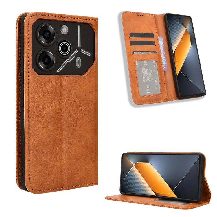 Magnetic Buckle Retro Texture Leather Phone Case, For Tecno Spark Go 1 / Pop 9 / Spark Go 2025, For Tecno Spark 30C 4G, For Tecno Spark 20 Pro 5G, For Tecno Camon 30 Premier 5G, For Tecno Pova 6 Neo 4G, For Tecno Pova 6 4G, For Tecno Camon 30 Pro 5G   ...