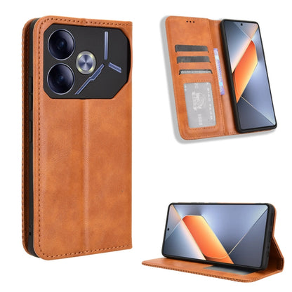 Magnetic Buckle Retro Texture Leather Phone Case, For Tecno Spark Go 1 / Pop 9 / Spark Go 2025, For Tecno Spark 30C 4G, For Tecno Spark 20 Pro 5G, For Tecno Camon 30 Premier 5G, For Tecno Pova 6 Neo 4G, For Tecno Pova 6 4G, For Tecno Camon 30 Pro 5G   ...