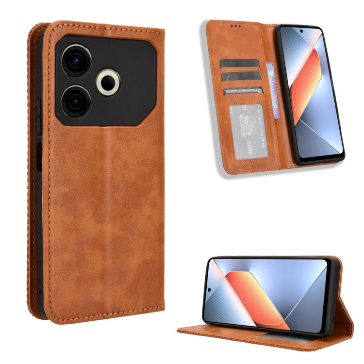 Magnetic Buckle Retro Texture Leather Phone Case, For Tecno Spark Go 1 / Pop 9 / Spark Go 2025, For Tecno Spark 30C 4G, For Tecno Spark 20 Pro 5G, For Tecno Camon 30 Premier 5G, For Tecno Pova 6 Neo 4G, For Tecno Pova 6 4G, For Tecno Camon 30 Pro 5G   ...