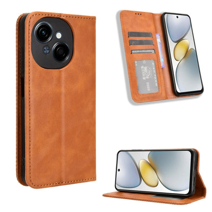 Magnetic Buckle Retro Texture Leather Phone Case, For Tecno Spark Go 1 / Pop 9 / Spark Go 2025, For Tecno Spark 30C 4G, For Tecno Spark 20 Pro 5G, For Tecno Camon 30 Premier 5G, For Tecno Pova 6 Neo 4G, For Tecno Pova 6 4G, For Tecno Camon 30 Pro 5G   ...