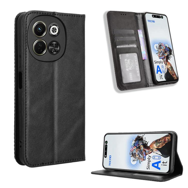 Magnetic Buckle Retro Texture Leather Phone Case, For Tecno Spark 50 5G, For Tecno Pova Curve 2 5G, For Tecno Spark 50 4G, For Tecno Camon 50 Pro 4G, For Tecno Camon 50 4G, For Tenco Spark Go 3, For Tecno Spark Slim, For Tecno Spark 40C                ...