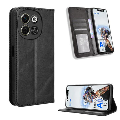 Magnetic Buckle Retro Texture Leather Phone Case, For Tecno Spark 50 5G, For Tecno Pova Curve 2 5G, For Tecno Spark 50 4G, For Tecno Camon 50 Pro 4G, For Tecno Camon 50 4G, For Tenco Spark Go 3, For Tecno Spark Slim, For Tecno Spark 40C                ...