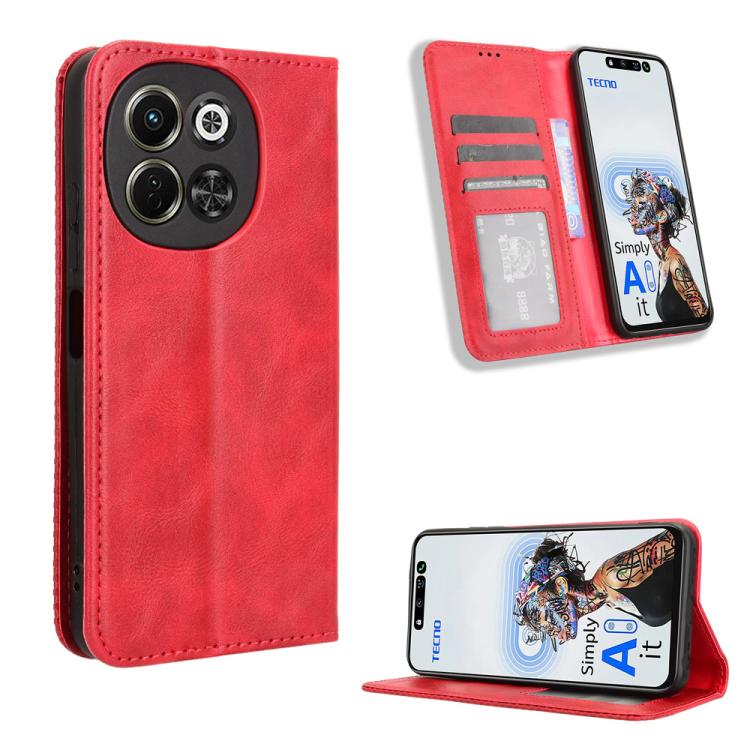 Magnetic Buckle Retro Texture Leather Phone Case, For Tecno Spark 50 5G, For Tecno Pova Curve 2 5G, For Tecno Spark 50 4G, For Tecno Camon 50 Pro 4G, For Tecno Camon 50 4G, For Tenco Spark Go 3, For Tecno Spark Slim, For Tecno Spark 40C                ...