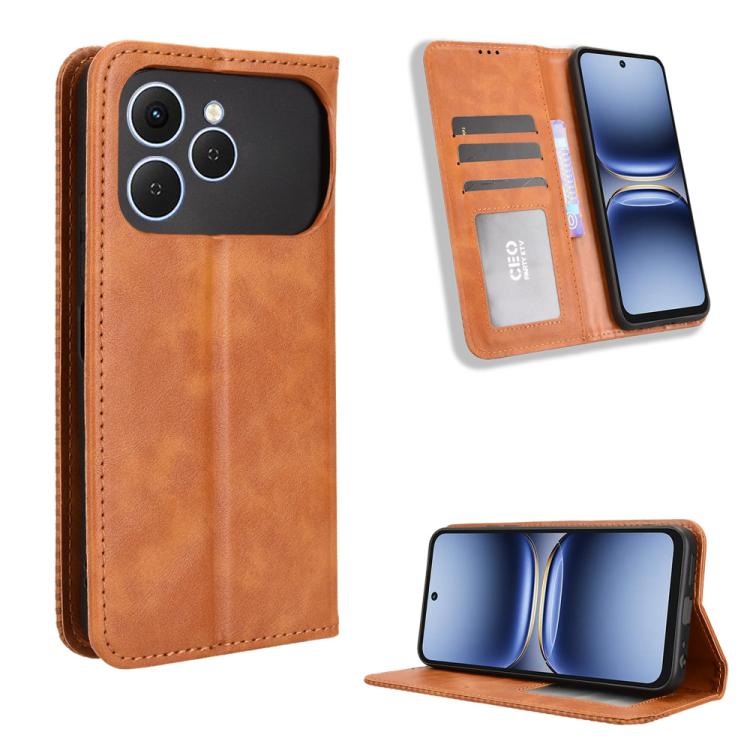 Magnetic Buckle Retro Texture Leather Phone Case, For Tecno Spark 50 5G, For Tecno Pova Curve 2 5G, For Tecno Spark 50 4G, For Tecno Camon 50 Pro 4G, For Tecno Camon 50 4G, For Tenco Spark Go 3, For Tecno Spark Slim, For Tecno Spark 40C                ...