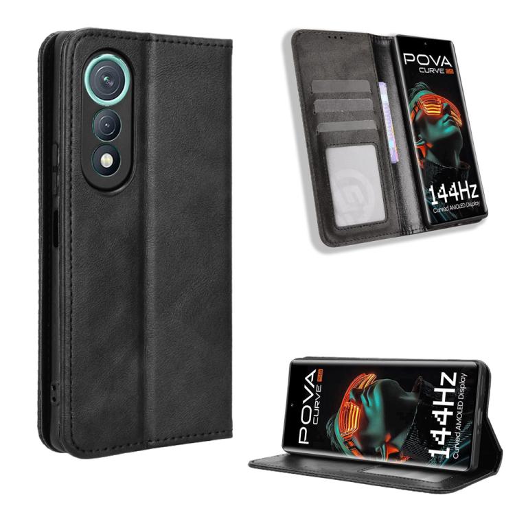 Magnetic Buckle Retro Texture Leather Phone Case, For Tecno Spark 50 5G, For Tecno Pova Curve 2 5G, For Tecno Spark 50 4G, For Tecno Camon 50 Pro 4G, For Tecno Camon 50 4G, For Tenco Spark Go 3, For Tecno Spark Slim, For Tecno Spark 40C                ...