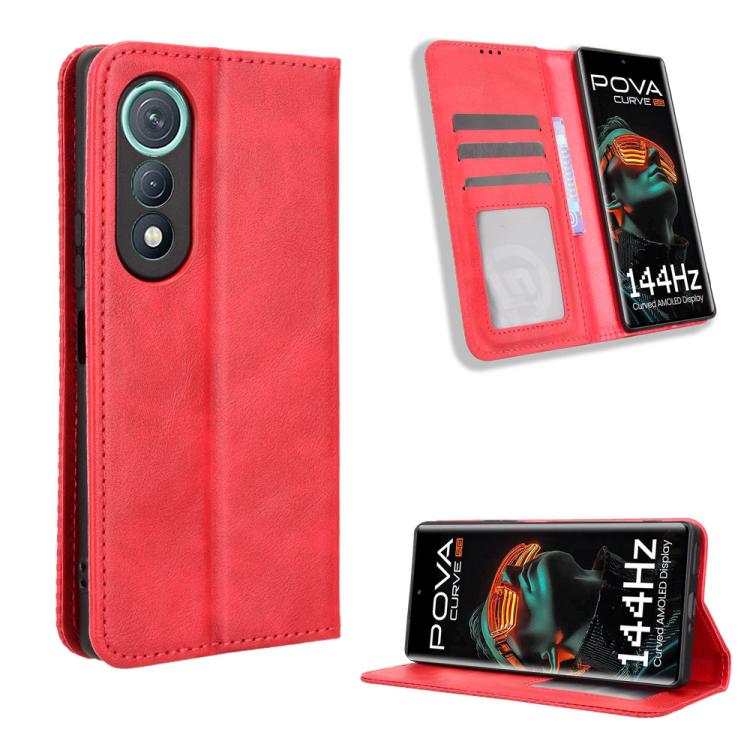 Magnetic Buckle Retro Texture Leather Phone Case, For Tecno Spark 50 5G, For Tecno Pova Curve 2 5G, For Tecno Spark 50 4G, For Tecno Camon 50 Pro 4G, For Tecno Camon 50 4G, For Tenco Spark Go 3, For Tecno Spark Slim, For Tecno Spark 40C                ...