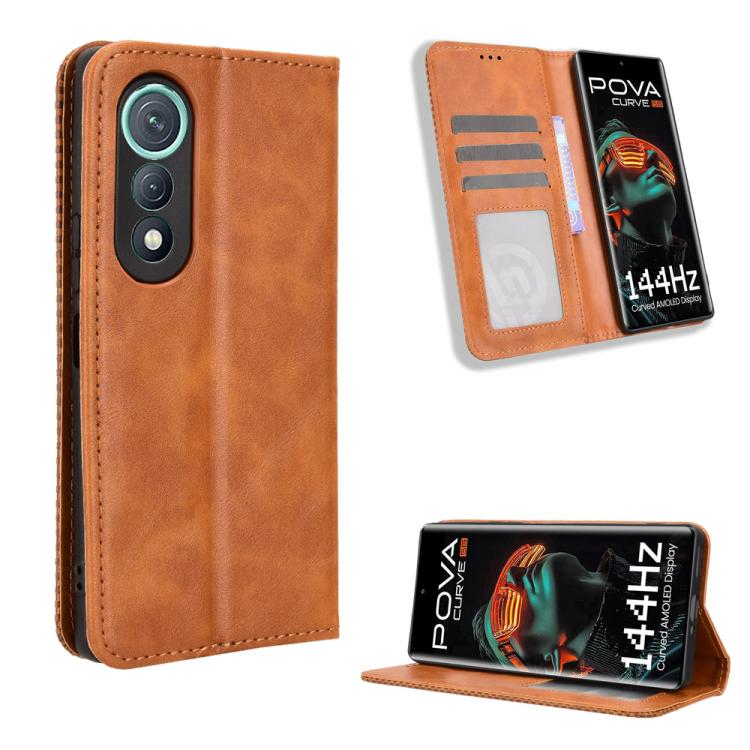 Magnetic Buckle Retro Texture Leather Phone Case, For Tecno Spark 50 5G, For Tecno Pova Curve 2 5G, For Tecno Spark 50 4G, For Tecno Camon 50 Pro 4G, For Tecno Camon 50 4G, For Tenco Spark Go 3, For Tecno Spark Slim, For Tecno Spark 40C                ...