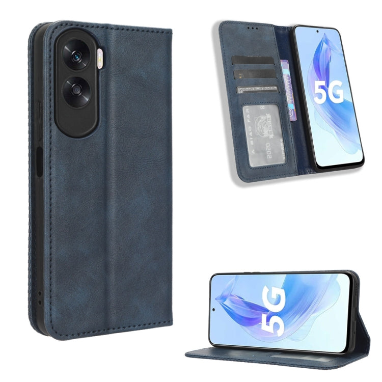 Magnetic Buckle Retro Texture Leather Phone Case, For Honor X50i