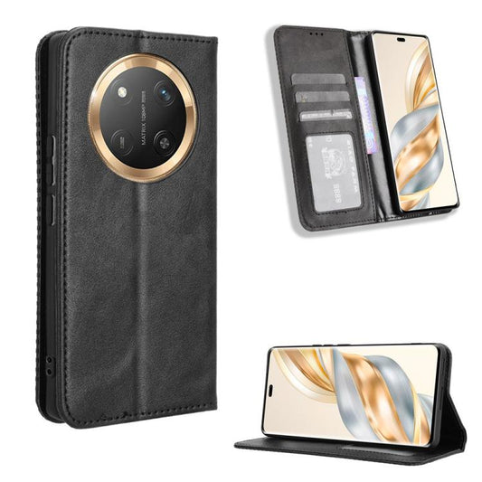 Handyhülle aus Leder mit Magnetschnalle und Retro-Textur, für Honor Magic7, für Honor X5b 4G, für Honor X60i 5G, für Honor Play 60 Plus, für Honor X6b 4G, für Honor 200 5G, für Honor 200 Pro 5G, für Honor 200 Lite Global, für Honor Magic6 Pro 5G