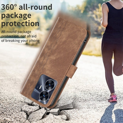 Plaid Embossed Leather Phone Case, For Realme C55