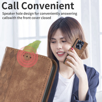 Plaid Embossed Leather Phone Case, For Realme C55