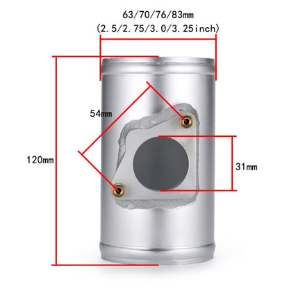XH-UN603 Car Modified Engine Air Flow Meter Flange Intake Sensor Base for Honda / Toyota / Subaru / Mazda, 63mm, 70mm, 76mm
