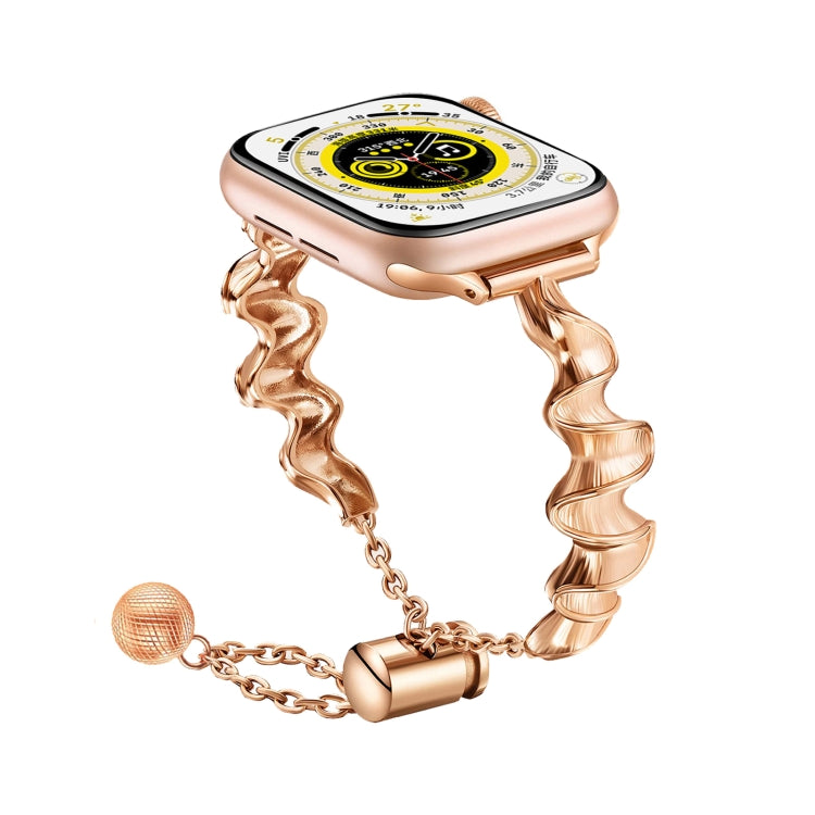 Ribbon Wave Metal Watch Band, For Apple Watch Series 10 46mm, For Apple Watch Series 10 42mm, For Apple Watch SE 2023 44mm, For Apple Watch SE 2023 40mm, For Apple Watch Ultra 2 49mm, For Apple Watch 9 45mm, For Apple Watch 9 41mm����������������������...