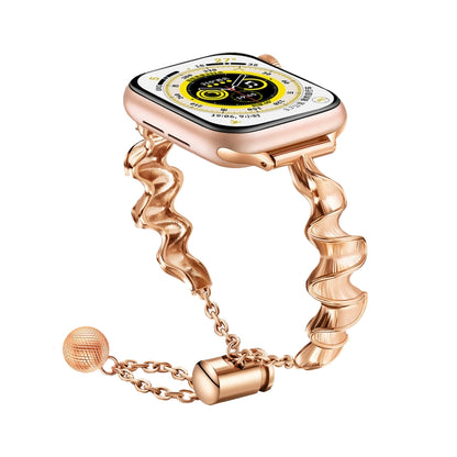 Ribbon Wave Metal Watch Band, For Apple Watch Series 10 46mm, For Apple Watch Series 10 42mm, For Apple Watch SE 2023 44mm, For Apple Watch SE 2023 40mm, For Apple Watch Ultra 2 49mm, For Apple Watch 9 45mm, For Apple Watch 9 41mm����������������������...