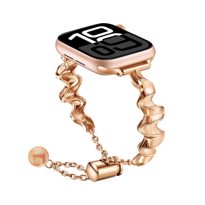 Ribbon Wave Metal Watch Band, For Apple Watch Series 10 46mm, For Apple Watch Series 10 42mm, For Apple Watch SE 2023 44mm, For Apple Watch SE 2023 40mm, For Apple Watch Ultra 2 49mm, For Apple Watch 9 45mm, For Apple Watch 9 41mm����������������������...