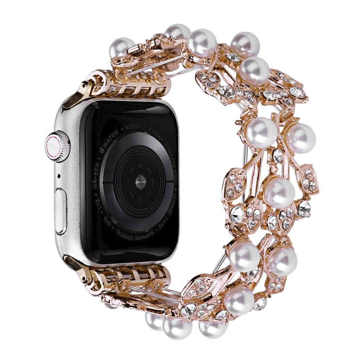 Four-leaf Bead Metal Watch Band, For Apple Watch Series 10 46mm, For Apple Watch Series 10 42mm, For Apple Watch SE 2023 44mm, For Apple Watch SE 2023 40mm, For Apple Watch Ultra 2 49mm, For Apple Watch 9 45mm, For Apple Watch 9 41mm�������������������...