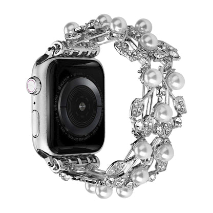 Four-leaf Bead Metal Watch Band, For Apple Watch Series 10 46mm, For Apple Watch Series 10 42mm, For Apple Watch SE 2023 44mm, For Apple Watch SE 2023 40mm, For Apple Watch Ultra 2 49mm, For Apple Watch 9 45mm, For Apple Watch 9 41mm�������������������...